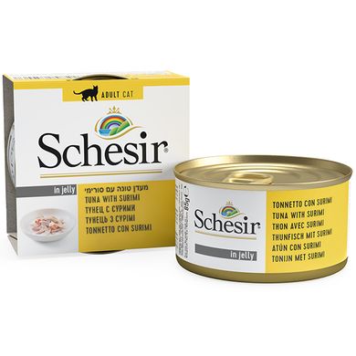 Schesir Tuna with Surimi - Влажный корм натуральные консервы для котов тунец с сурими, в желе, 85 г
