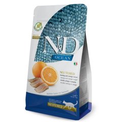 Farmina N&D Ocean Herring & Orange Neutered - Беззерновой сухой корм для стерилизованных кошек с сельдью и апельсином 1,5 кг