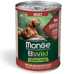 Monge BWild Grain Free Adult All Breeds - Консерви з ягням, гарбузом і кабачками шматочки в соусі 400 г