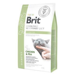 Brit GF Veterinary Diet Cat Diabetes - Беззерновой сухой корм для кошек при диабете с курицей и горохом 2 кг