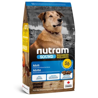 Nutram S6 SSound Balanced Wellness Natural Adult Dog Food - Сухой корм для взрослых собак с курицей и коричневым рисом, 2 кг