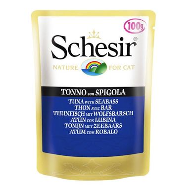 Schesir Tuna Seabass - Шезир консерва Тунец с окунем для кошек, пауч, 100 г