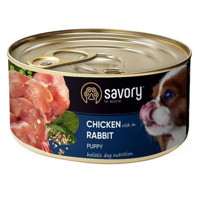 Savory Puppy Rabbit & Chicken - Сейвори консервы для щенков с кроликом и курицей 200 г