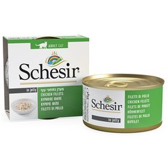 Schesir Chicken Fillets - Влажный корм натуральные консервы для котов куриное филе, в желе, 85 г