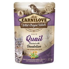Carnilove Sterilized Cat Quail Dandelion - Влажный корм для стерилизованных кошек с перепелом и одуванчиком, 85 г