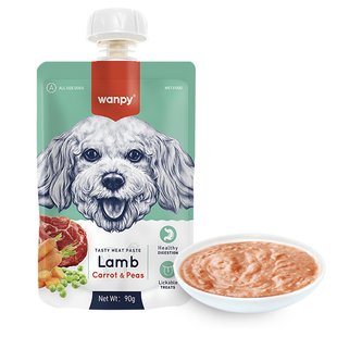 Wanpy Lamb Carrot & Pea - Ванпи крем-пюре ягненок с морковью жидкий корм для собак 90 г