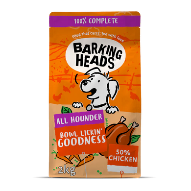 Сухой корм для взрослых собак с курицей Barking Heads CHICKEN ALL HOUNDER BOWL LICKIN' GOODNESS, 12 кг + 2 кг в подарок