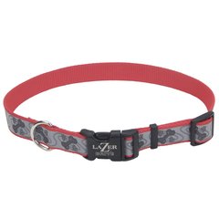 Coastal Lazer Brite Reflective Collar КОСТАЛ ЛАЗЕР БРАЙТ светоотражающий ошейник для собак, 1.6х30-46см (Червоний з кісточками ( 1,6 х 30-46 см))