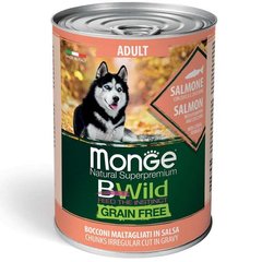 Monge BWild Grain Free Adult All Breeds - Консервы с лососем, тыквой и цукини кусочки в соусе 400 г