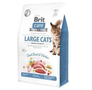 Brit Care Cat Grain Free Large Cats Power and Vitality - Беззерновий сухий корм з куркою та качкою для дорослих котів великих порід 7 кг