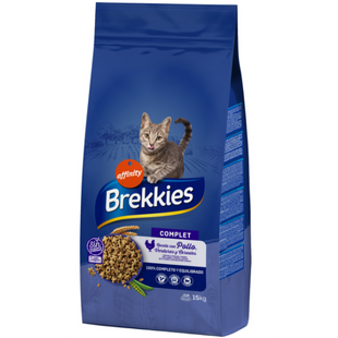 Brekkies Cat Complet - Сухий корм для дорослих котів з куркою та овочами, 15 кг