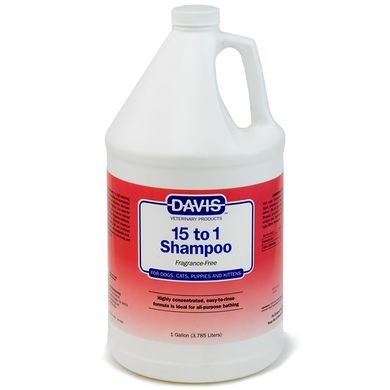 Davis 15 to 1 Shampoo Fragrance-Free - Девіс Шампунь без запаху для собак та котів, 3,8 л