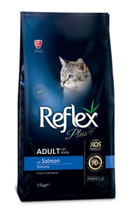 Сухий корм для дорослих котів Reflex Plus Adult SALMON з лососем, 15 кг