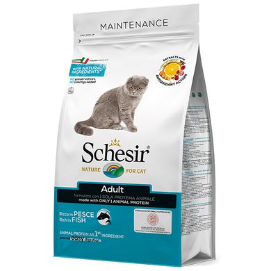 Schesir Cat Adult Fish - Сухий монопротеїновий корм для котів з рибою, 1,5 кг
