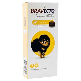 Bravecto (Бравекто) - Жевательная таблетка от блох и клещей для собак 2-4,5 кг (112,5 мг)