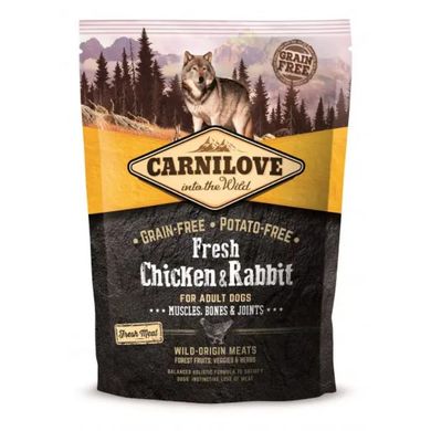 Carnilove Fresh Chicken and Rabbit for Adult All Breed - Сухой корм для взрослых собак всех пород с мясом цыпленка и кролика, 1.5 кг