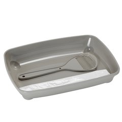Moderna АРІСТ-О-ТРЕЙ туалет для кошенят з лопаткою і пакетами (Теплий сірий ( 27,9х37х6,2 см))