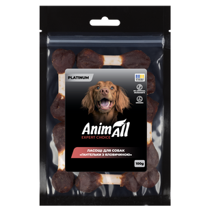 AnimAll Platinum Ласощі для собак Гантельки з яловичиною, 100 г