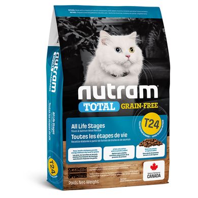 Nutram Т24 Total Grain-Free Salmon & Trout Cat Food - Сухой беззерновой корм для взрослых котов, с лососем и форелью, 20 кг