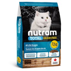 Nutram Т24 Total Grain-Free Salmon & Trout Cat Food - Сухой беззерновой корм для взрослых котов, с лососем и форелью, 5,4 кг