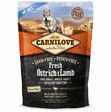 Carnilove Fresh Ostrich and Lamb for Small Breeds - Сухой корм для собак мелких пород с мясом страуса и ягненка, 1.5 кг