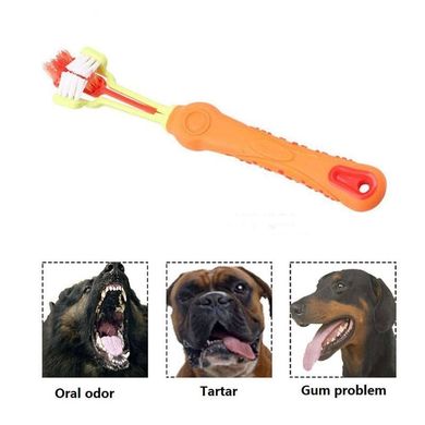 TRIPLE PET - Трехсторонняя зубная щетка для крупных пород собак